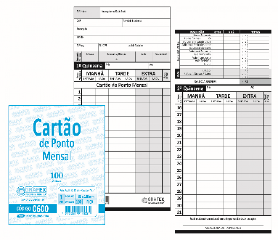 GRAFEX - CARTAO DE PONTO MENSAL F100 - PT.100UN