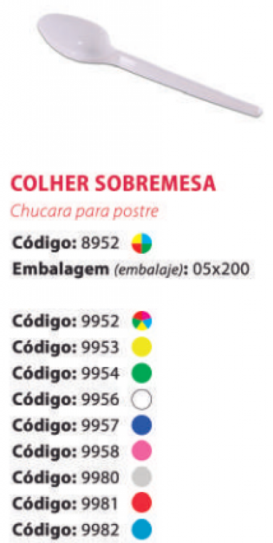 PRAFESTA - COLHER SOBREMESA BRANCA (9956) - CX.20X50UN