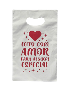 VLPK - SACOLA PIGMENTADA 20 X 30 BRANCA IMP. MODELO AMOR - PT.50UN