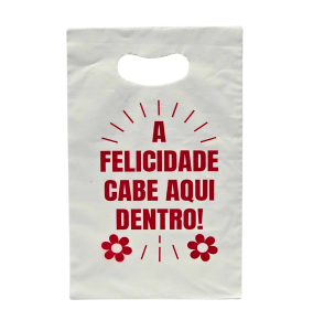 VLPK - SACOLA PIGMENTADA 20 X 30 BRANCA IMP. MODELO FELICIDADE - PT.50UN