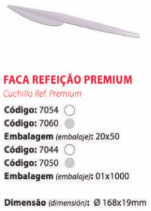 PRAFESTA - FACA REFEICAO PREMIUM CRISTAL - CX.1000UN (7050)