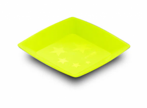 PLASTILANIA - PRATO PEQUENO SQUARE NEON AMARELO - CX.40X10UN