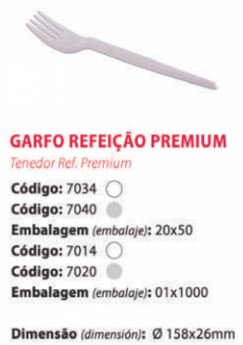 PRAFESTA - GARFO REFEICAO PREMIUM CRISTAL (7020) - CX.1000UN
