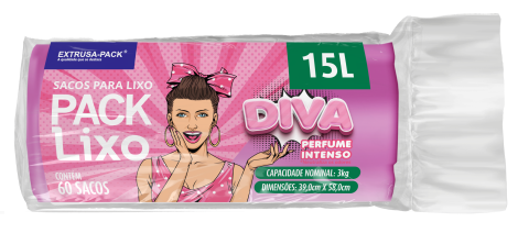 PACK LIXO DIVA 015 LITROS 39X58 ROSA RL 60 UN