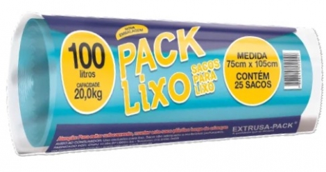 PACK LIXO 100 LITROS AZUL 75X105 RL 25 UN