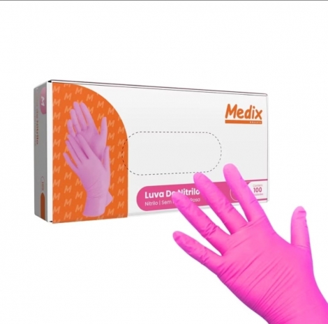 MEDIX - LUVA NITRILICA ROSA SEM PO (G) - CX.10X100UN (12042)
